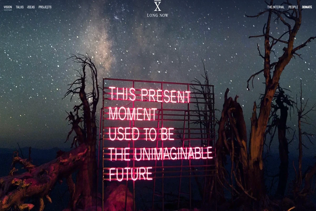 Screenshot of Long Now Foundation website – long-term thinking projects