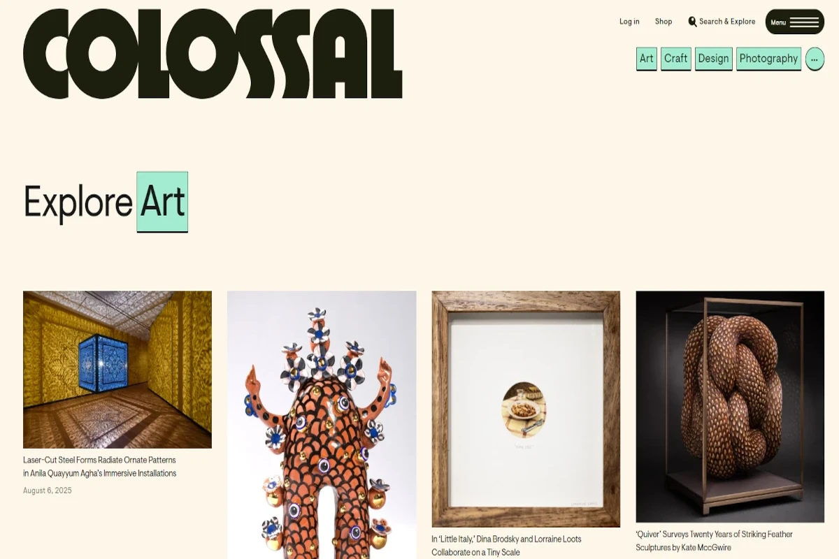 Screenshot of Colossal – a portal about art and creativity
