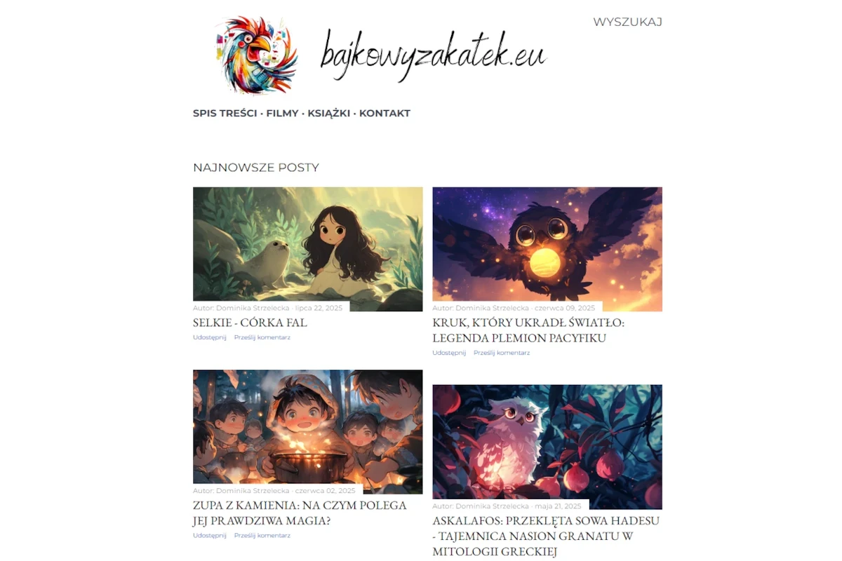 Bajkowy Zakątek homepage – audio and illustration for kids